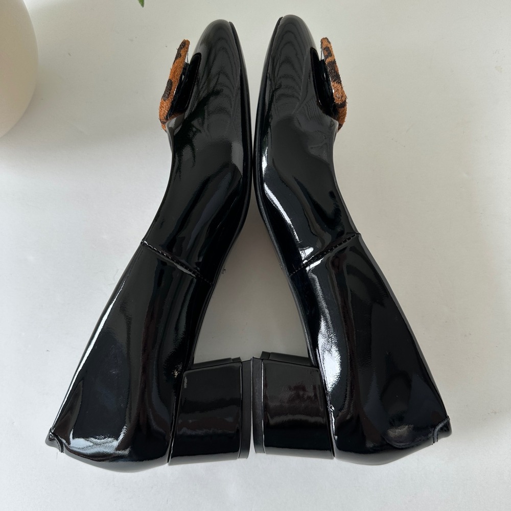 Girotti Black Patent Leopard Buckle‎ Classic Block Heel Pumps Shoe EU 39 US 8 - Picture 6 of 11